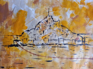 Pintura intitulada "Le Mont-Saint-Michel" por Roberto Urbano, Obras de arte originais, Acrílico