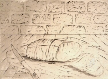 Desenho intitulada "Charcuterie  Corse" por Roberto Urbano, Obras de arte originais, Lápis