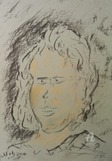 Drawing titled "Portrait de Pascali…" by Roberto Urbano, Original Artwork, Charcoal