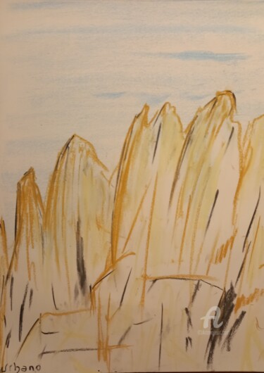 Drawing titled "Calanques de piana" by Roberto Urbano, Original Artwork, Chalk