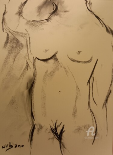 Drawing titled "2024 nu avec toi" by Roberto Urbano, Original Artwork, Charcoal