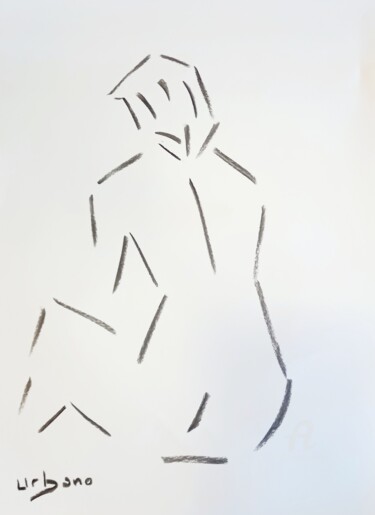 Drawing titled "Nu contemporain" by Roberto Urbano, Original Artwork, Charcoal