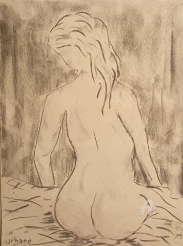 Drawing titled "Blonde avec toi" by Roberto Urbano, Original Artwork, Charcoal
