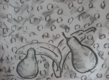Dessin intitulée "Poires bananes" par Roberto Urbano, Œuvre d'art originale, Fusain