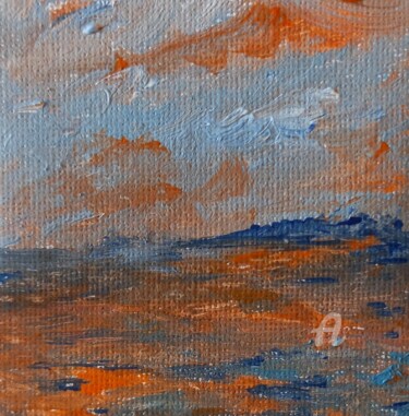 Painting titled "Bretagne au coucher" by Roberto Urbano, Original Artwork, Acrylic Mounted on Wood Stretcher frame