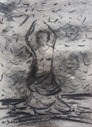 Dessin intitulée "Flamenco Gitano" par Roberto Urbano, Œuvre d'art originale, Fusain