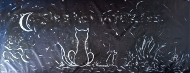 Pittura intitolato "El gato negro y la…" da Roberto Urbano, Opera d'arte originale, Acrilico