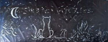 Malerei mit dem Titel "El gato negro y la…" von Roberto Urbano, Original-Kunstwerk, Acryl