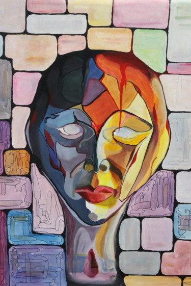 Peinture intitulée "Emmurée" par Bob Mazurel, Œuvre d'art originale, Acrylique