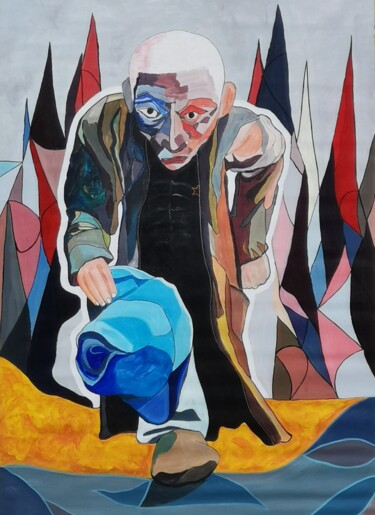 Malerei mit dem Titel "Naître ou Mourir" von Bob Mazurel, Original-Kunstwerk, Acryl