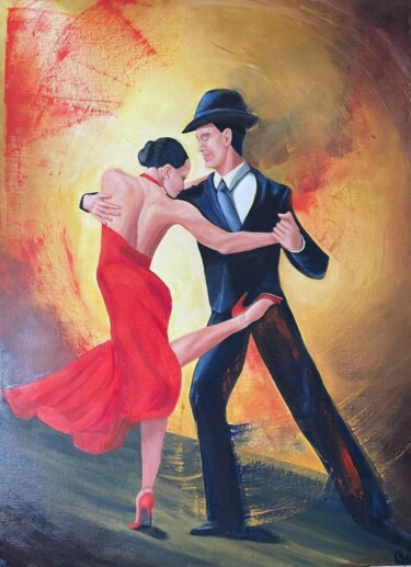 Pintura intitulada "Red Gyrations" por Bobbie Salvador, Obras de arte originais, Óleo Montado em artwork_cat.