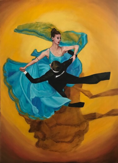 Картина под названием "Blue Swirls" - Bobbie Salvador, Подлинное произведение искусства, Масло Установлен на artwork_cat.
