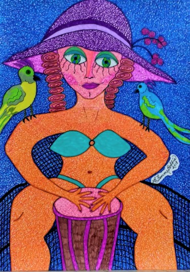Peinture intitulée "bongo-beat-2018.jpg" par Bobbie Winston, Œuvre d'art originale, Aquarelle