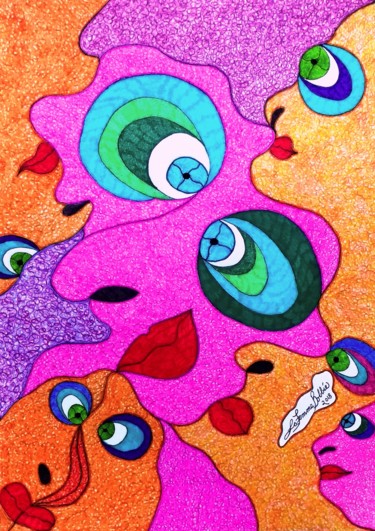 Peinture intitulée "hallucination-2018.…" par Bobbie Winston, Œuvre d'art originale, Aquarelle
