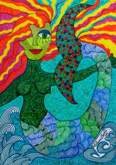 Peinture intitulée "mythical-and-mystic…" par Bobbie Winston, Œuvre d'art originale, Aquarelle