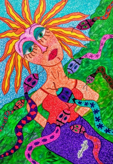 Картина под названием "splendor-in-the-gra…" - Bobbie Winston, Подлинное произведение искусства, Акварель