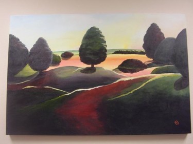 Painting titled "Trees & Hills" by Bobbie, Original Artwork