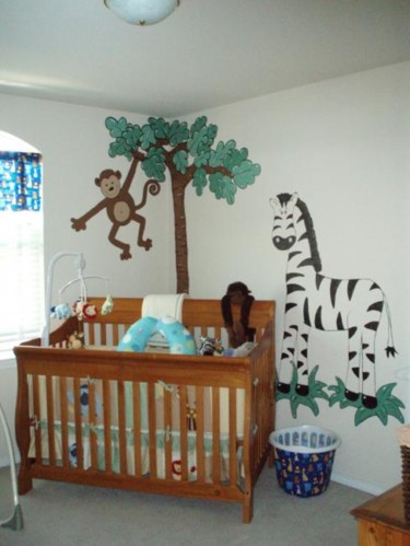 Painting titled "Monkey & Zebra" by Bobbie, Original Artwork