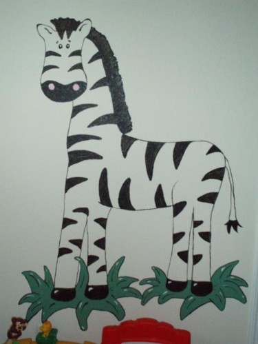 Painting titled "Zebra" by Bobbie, Original Artwork