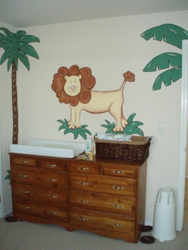 Painting titled "Lion & Tree" by Bobbie, Original Artwork