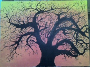 Painting titled "Sunrise With Tree" by Bobbie, Original Artwork