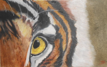 Drawing titled "Oeil du tigre 2" by Brigitte Joint, Original Artwork, Pastel