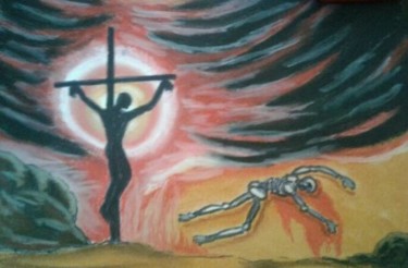 Drawing titled "Crucifixion" by Brigitte Joint, Original Artwork, Pastel