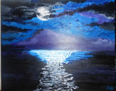 Peinture intitulée "lune voilée" par Brigitte Joint, Œuvre d'art originale, Acrylique