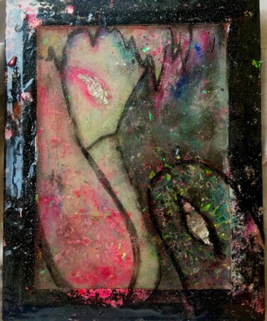 Painting titled "Silence" by Viktoriia Tantseva, Original Artwork, Resin Mounted on Cardboard