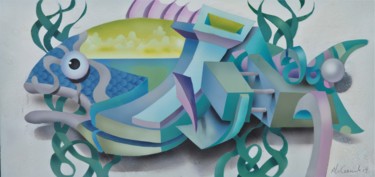 Schilderij getiteld "Bluefish" door Bob Mccormick, Origineel Kunstwerk, Acryl