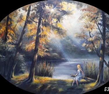 Painting titled "Meditație" by Loredana Bobocel, Original Artwork, Acrylic Mounted on Other rigid panel