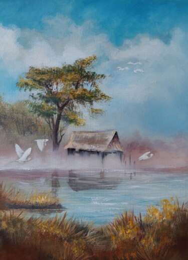 Painting titled "Delta" by Loredana Bobocel, Original Artwork, Oil