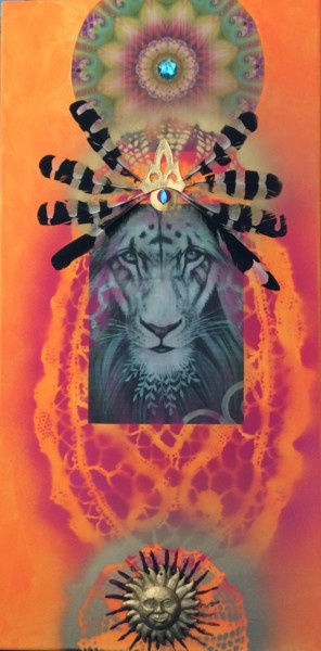 Painting titled ""Le roi lion"" by Myriam Bobo, Original Artwork
