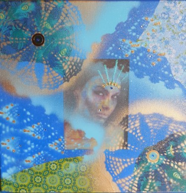 Peinture intitulée ""femme bleue"" par Myriam Bobo, Œuvre d'art originale