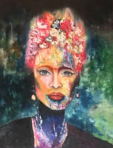 Malerei mit dem Titel "Frida Kahlo 1" von Boca, Original-Kunstwerk, Öl