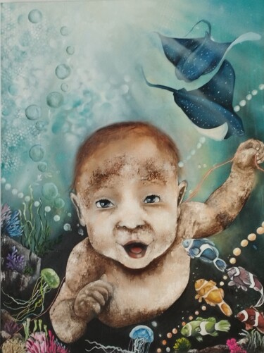 Pintura titulada "Aqua la vida" por Boca, Obra de arte original, Oleo Montado en Bastidor de camilla de madera