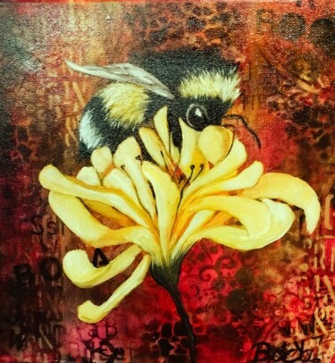 Peinture intitulée "Jolie abeille" par Boca, Œuvre d'art originale, Huile