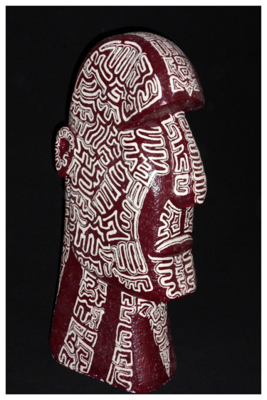TETE A MOTIFS ETHNO Sculpture intitulée "TETE A MOTIFS ETHNO" par Laure-Anne Bocquel, Œuvre d'art originale, Autre