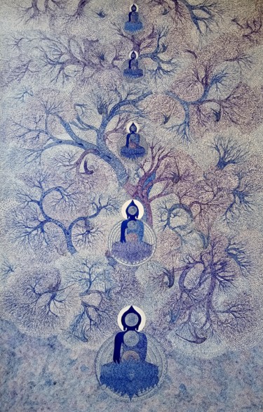 Painting titled "TREE OF ENLIGHTENME…" by Bodhi Selvam, Original Artwork, Acrylic