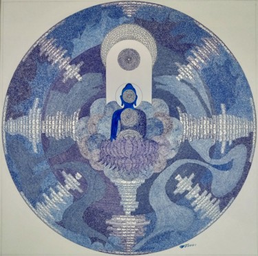 Schilderij getiteld "ZAZEN 02" door Bodhi Selvam, Origineel Kunstwerk, Acryl