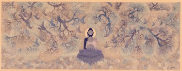 Malerei mit dem Titel "TREE OF ENLIGHTENME…" von Bodhi Selvam, Original-Kunstwerk, Acryl