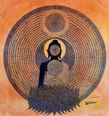 Peinture intitulée "Bodhi Mandala 3" par Bodhi Selvam, Œuvre d'art originale, Acrylique
