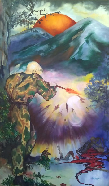 Painting titled "" War Never Solved…" by Gloria Nova, Original Artwork, Oil