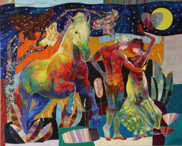 Peinture intitulée "dance-with-the-moon…" par Patrick Bodin, Œuvre d'art originale