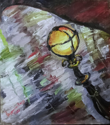 Картина под названием "Lone Lantern" - Ludmila Bodrova-Vind, Подлинное произведение искусства, Масло Установлен на Деревянна…