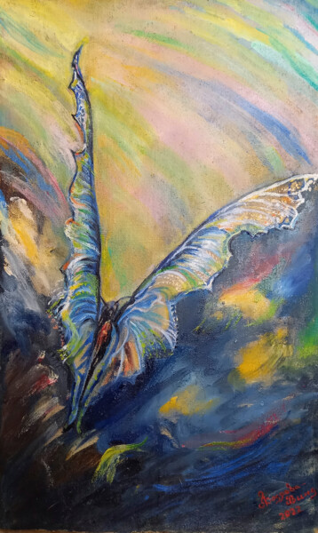 Peinture intitulée "the butterfly" par Ludmila Bodrova-Vind, Œuvre d'art originale, Huile Monté sur Panneau de bois