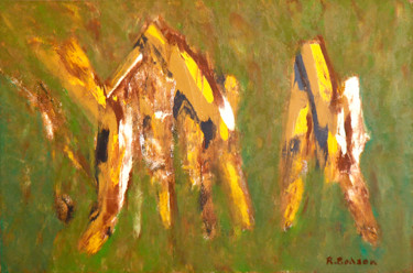 Peinture intitulée "Cabanes" par Robert Bodson, Œuvre d'art originale, Huile