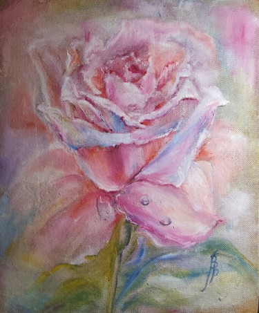 Painting titled "Watercolor rose. Ro…" by Bogdalena Bah, Original Artwork, Oil