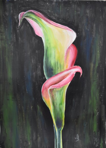 Painting titled "Flower duo. A coupl…" by Bogdalena Bah, Original Artwork, Acrylic