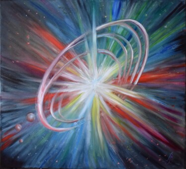 Pintura intitulada "Beginning. Big Bang…" por Bogdalena Bah, Obras de arte originais, Óleo Montado em Armação em madeira